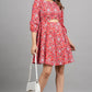 House of RP Women Cotton Red Fit and Flare Short Dress - Swadesiicart