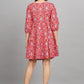 House of RP Women Cotton Red Fit and Flare Short Dress - Swadesiicart