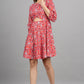 House of RP Women Cotton Red Fit and Flare Short Dress - Swadesiicart