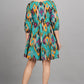 House of RP Women Cotton Green Fit and Flare Short Dress - Swadesiicart