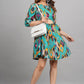 House of RP Women Cotton Green Fit and Flare Short Dress - Swadesiicart