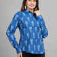 House of RP Women Light Blue Cotton Floral Print Casual Shirt | Swadesiicart