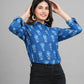 House of RP Women Light Blue Cotton Floral Print Casual Shirt | Swadesiicart