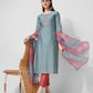 Blue Embroidered Kurta Pant & Printed Dupatta Set, Multicolor - Hiral Fashion