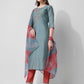 Blue Embroidered Kurta Pant & Printed Dupatta Set, Multicolor - Hiral Fashion