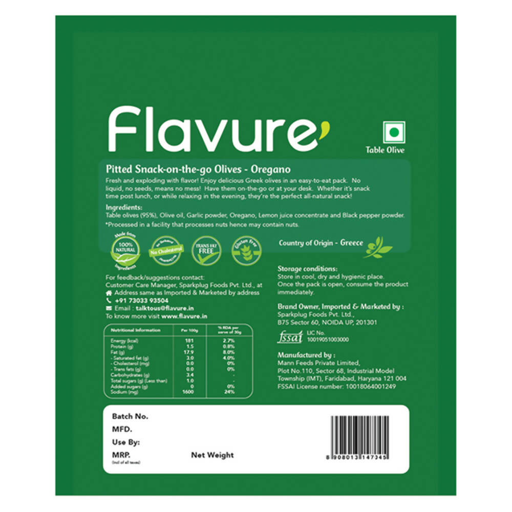 Flavure Snack-On-The-Go Olives Oregano - Swadesiicart