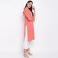 NOZ2TOZ Women's Embroidered Peach Kurti- (1pc Set) - Swadesiicart