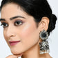 Mominos Fashion Johar Kamal Women Silver Oxidised Jhumkas - Mominos Fashion