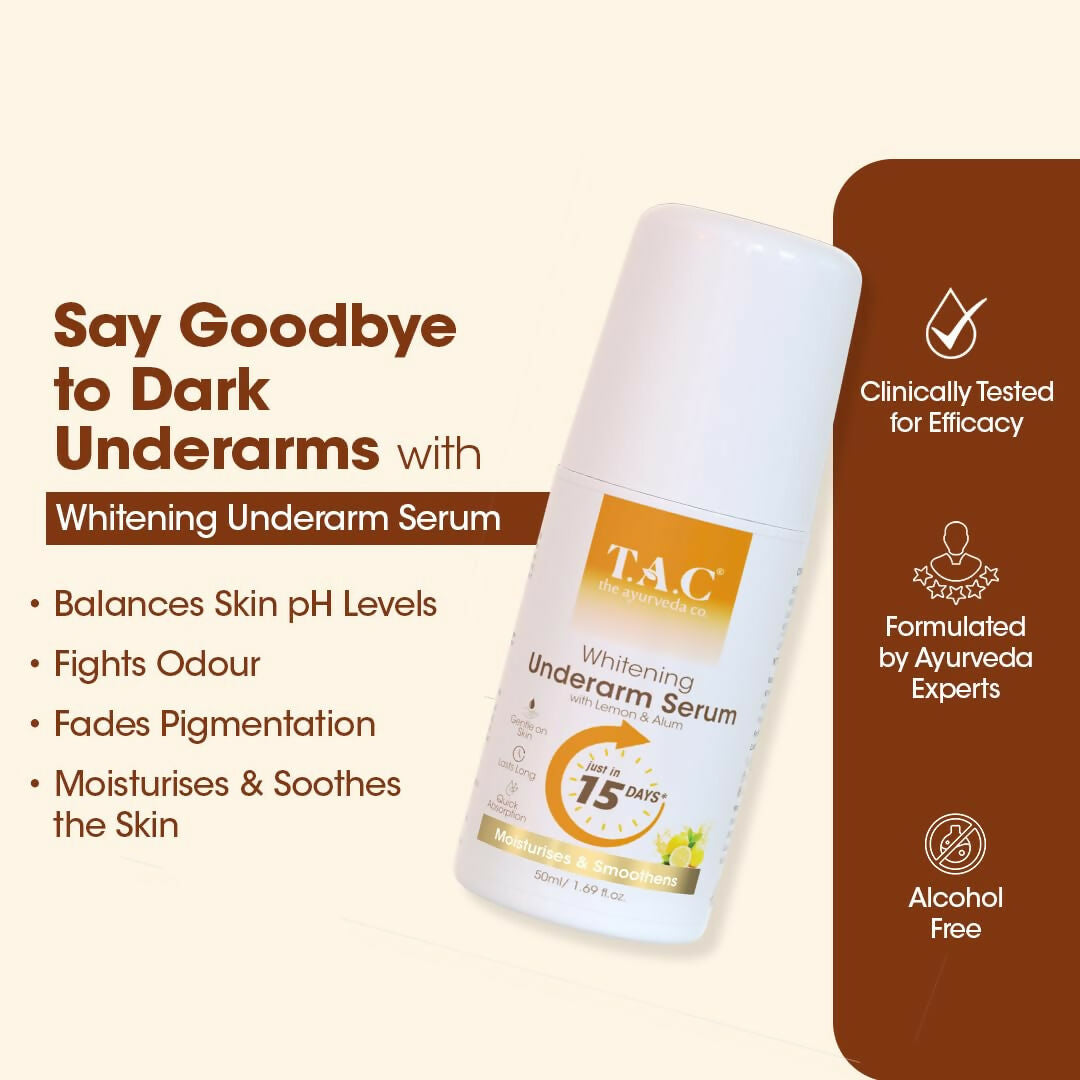 TAC - The Ayurveda Co. Lemon Serum Roll-On for Women & Men with Aloe Vera for Skin Whitening & Long Lasting Freshness - Swadesiicart