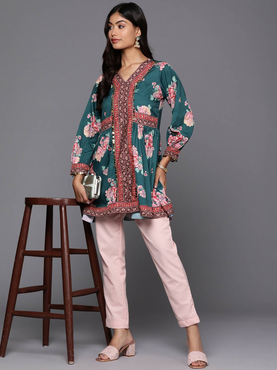 Ahalyaa Women's Traditional wear Tunic - Green | Swadesiicart