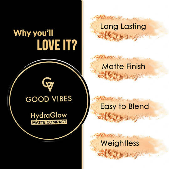 Good Vibes HydraGlow Matte Compact - Rich Ivory 01 - Swadesiicart