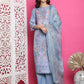 Jyoti Fashion Women's Grey Satin Traditional Digital Print with Crystal work Kurta with Trouser & Dupatta | Swadesiicart