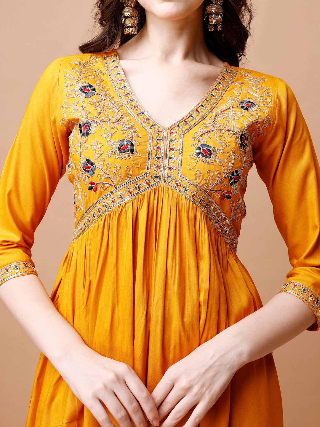 Alia Cut Embroidered Kurta With Pant & Dupatta, Multicolor - Hiral Fashion