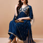Alia Cut Embroidered Kurta With Pant & Dupatta, Multicolor - Hiral Fashion