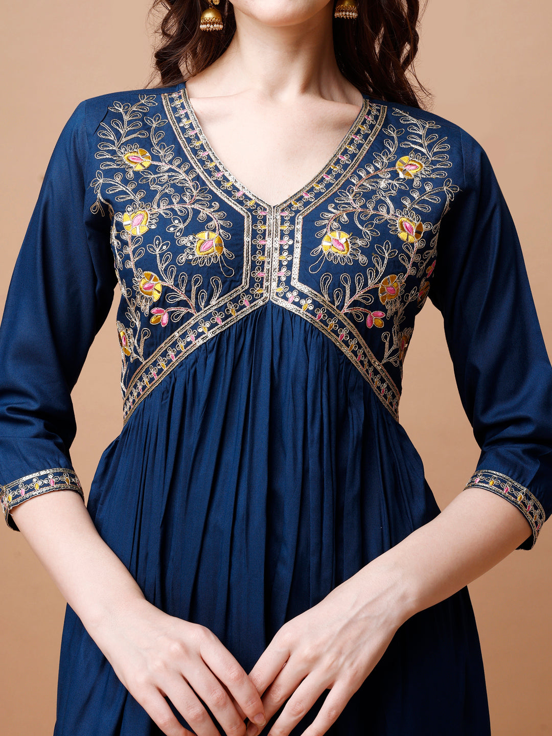 Alia Cut Embroidered Kurta With Pant & Dupatta, Multicolor - Hiral Fashion