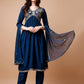 Alia Cut Embroidered Kurta With Pant & Dupatta, Multicolor - Hiral Fashion