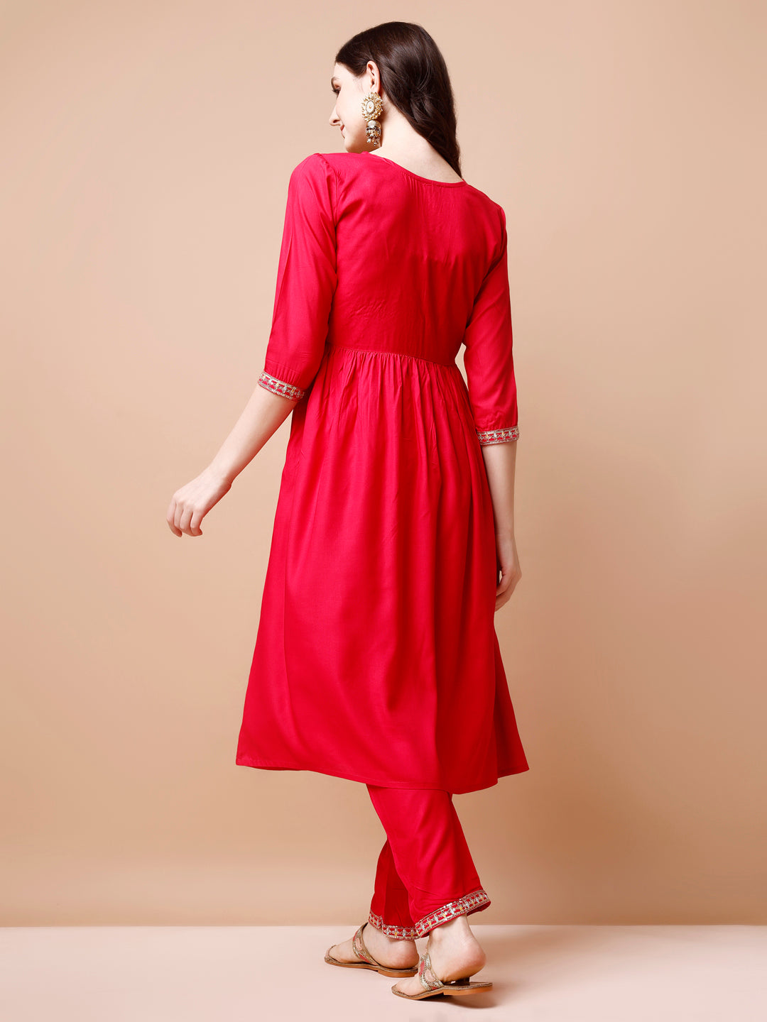 Alia Cut Embroidered Kurta With Pant & Dupatta, Multicolor - Hiral Fashion