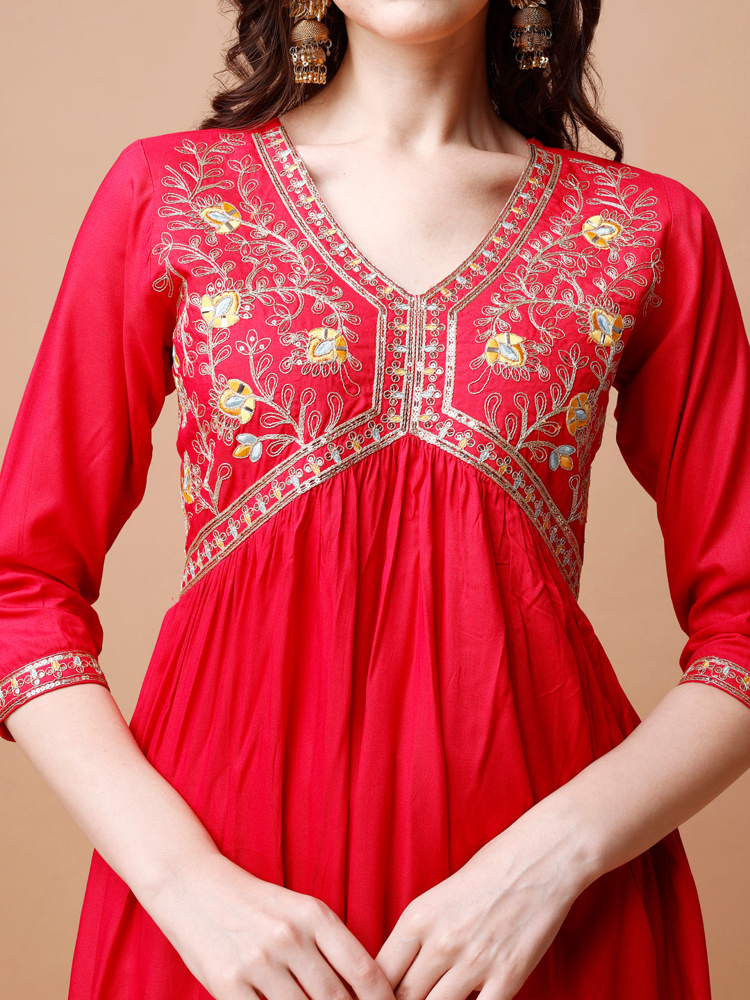 Alia Cut Embroidered Kurta With Pant & Dupatta, Multicolor - Hiral Fashion