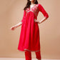 Alia Cut Embroidered Kurta With Pant & Dupatta, Multicolor - Hiral Fashion