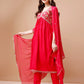Alia Cut Embroidered Kurta With Pant & Dupatta, Multicolor - Hiral Fashion