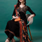 Alia Cut Embroidered Kurta With Pant & Printed Dupatta, Multicolor - Hiral Fashion