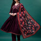 Alia Cut Embroidered Kurta With Pant & Printed Dupatta, Multicolor - Hiral Fashion