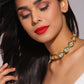 Green White Brass Gold-Polished Necklace - Ruby Raang | Swadesiicart