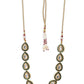 Green White Brass Gold-Polished Necklace - Ruby Raang | Swadesiicart