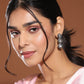 Black Geometric Kundan Drop Earrings - Ruby Raang - Ruby Raang Studio