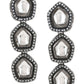 Black Geometric Kundan Drop Earrings - Ruby Raang - Swadesiicart