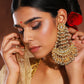 Green Contemporary Gold-Polished Chandbalis Earrings - Ruby Raang - Ruby Raang Studio