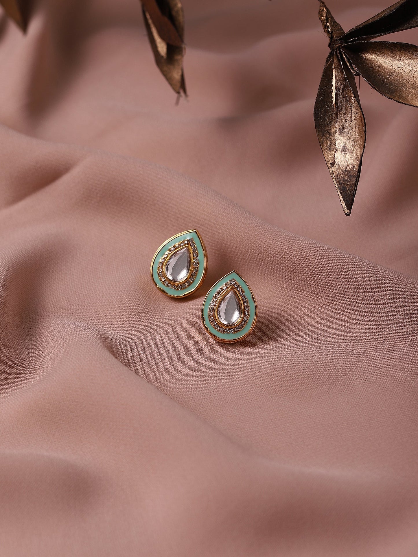 Blue Teardrop Shaped Studs Earrings - Ruby Raang - Ruby Raang Studio