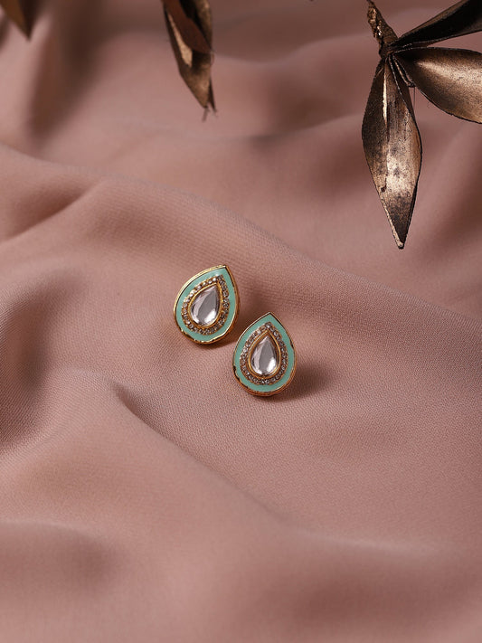 Blue Teardrop Shaped Studs Earrings - Ruby Raang - Ruby Raang Studio