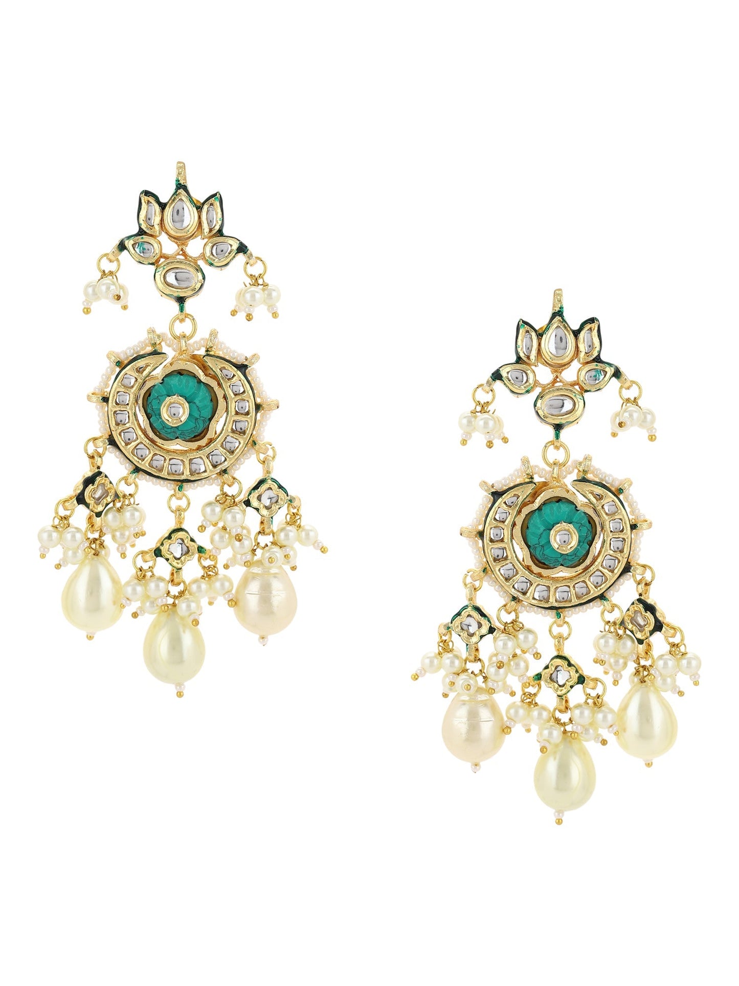 White Gold-Polished Circular Drop Earrings - Ruby Raang - Swadesiicart