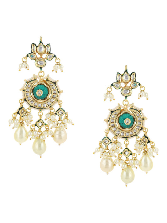White Gold-Polished Circular Drop Earrings - Ruby Raang - Swadesiicart