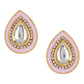 Pink Teardrop Shaped Drop Earrings - Ruby Raang - Swadesiicart