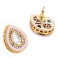 Pink Teardrop Shaped Drop Earrings - Ruby Raang - Swadesiicart