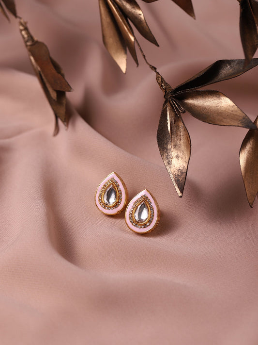 Pink Teardrop Shaped Drop Earrings - Ruby Raang - Ruby Raang Studio