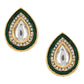 Green Gold-Polished Teardrop Shaped Studs Earrings - Ruby Raang - Swadesiicart