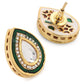 Green Gold-Polished Teardrop Shaped Studs Earrings - Ruby Raang - Swadesiicart