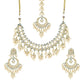 Gold-Polished Green Kundan-Studded Pearl Beaded Jewellery Set - Ruby Raang - Swadesiicart