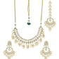 Gold-Polished Green Kundan-Studded Pearl Beaded Jewellery Set - Ruby Raang - Swadesiicart