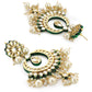 Gold-Polished Green Kundan-Studded Pearl Beaded Jewellery Set - Ruby Raang - Swadesiicart
