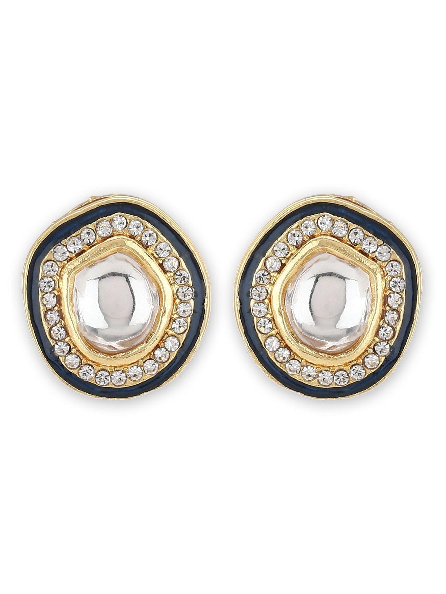 Blue Oval Drop Earrings - Ruby Raang - Swadesiicart