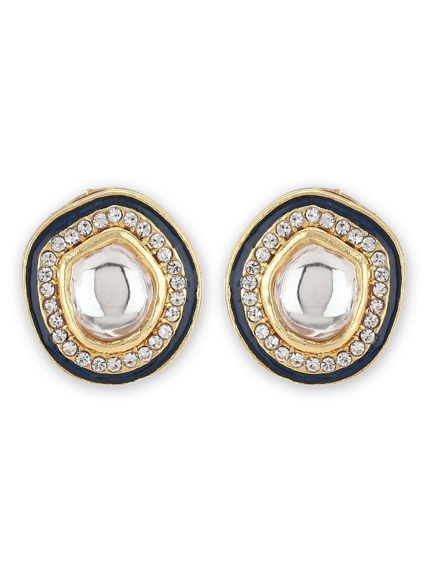 Blue Oval Drop Earrings - Ruby Raang - Swadesiicart