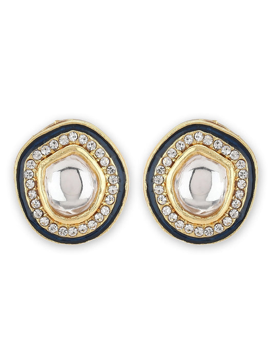 Blue Oval Drop Earrings - Ruby Raang - Swadesiicart
