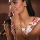 Women's Gold-Toned White Brass Kundan Gold-Polished Wraparound Bracelet - Ruby Raang - Ruby Raang Studio