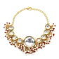 Women's Gold-Toned White Brass Kundan Gold-Polished Wraparound Bracelet - Ruby Raang - Swadesiicart