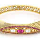 Women's Gold-Toned Pink Brass Kundan Handcrafted Gold-Polished Kada Bracelet - Ruby Raang - Swadesiicart