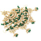 Gold-Polished White Green Kundan-Studded Beaded Jhoomar Passa - Ruby Raang | Swadesiicart
